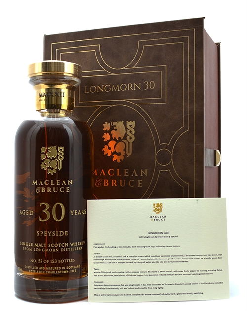 Longmorn 1992/2022 MacLean & Bruce 30 år Speyside Single Malt Scotch Whisky 70 cl 44,6%