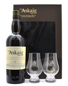 Port Askaig 8 år Gavesæt med 2 glas Islay Single Malt Scotch Whisky 70 cl 45,8%
