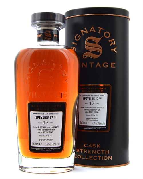 Speyside 17 (M) 2005/2023 Cask 3 Signatory Vintage 17 år Speyside Single Malt Scotch Whisky 57,6%