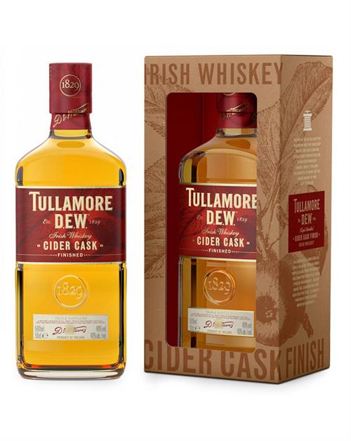 Tullamore Dew Cider Cask Finish Irish Whiskey indeholder 50 centiliter med 40 procent alkohol