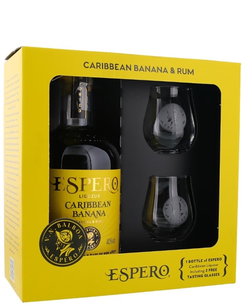 A. Michler Ron Espero Caribbean Banana Rum Giftbox med 2 glas 70 cl 40%