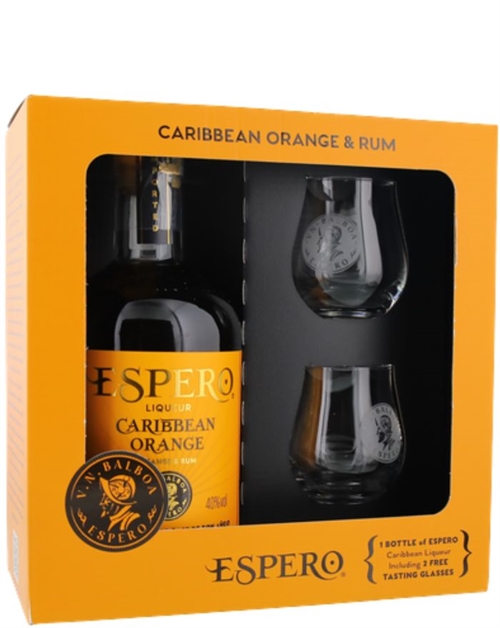 A. Michler Ron Espero Caribbean Orange Giftbox med 2 glas 70 cl 40%