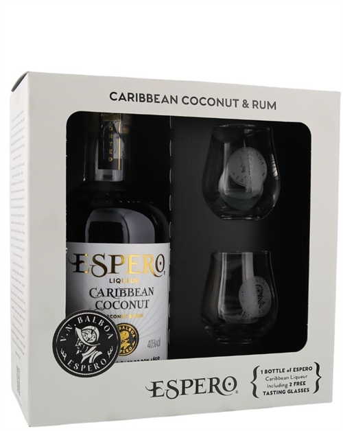 A. Michler Ron Espero Coconut & Rum Giftbox med 2 glas Romlikør 70 cl 40%