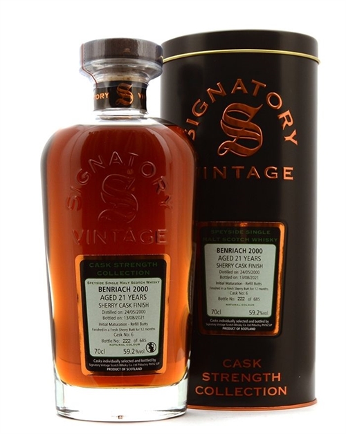 Benriach 2000 Signatory 21 år Sherry Butt Single Speyside Malt Whisky