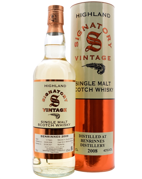 Benrinnes 2008/2021 Signatory Vintage 12 år Speyside Single Malt Scotch Whisky 70 cl 43%