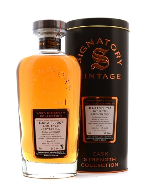 Blair Athol 2007 Signatory 14 år Sherry Butt Single Highland Malt Whisky
