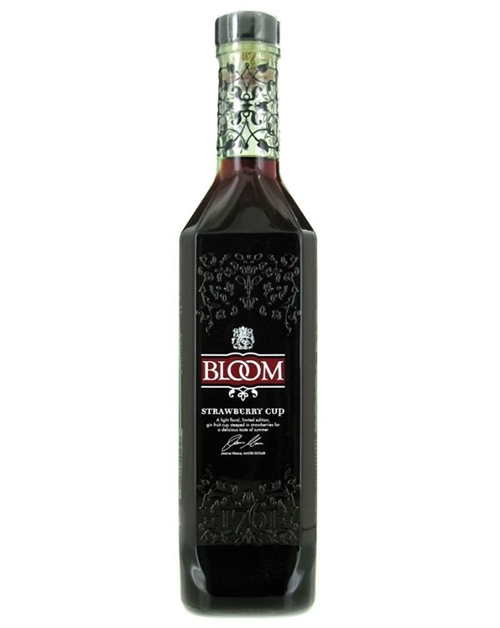 Bloom Strawberry Cup Gin Likør Limited Edition fra England. 50 centiliter og 28 procent alkohol