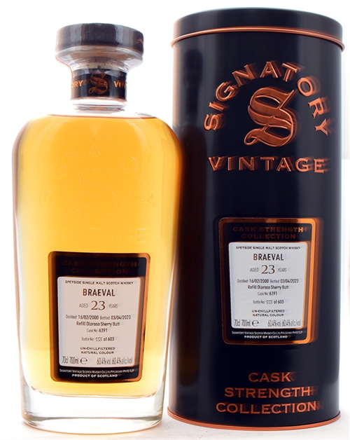 Braeval 2000/2023 Signatory Vintage 23 år Single Speyside Malt Scotch Whisky 60,4%