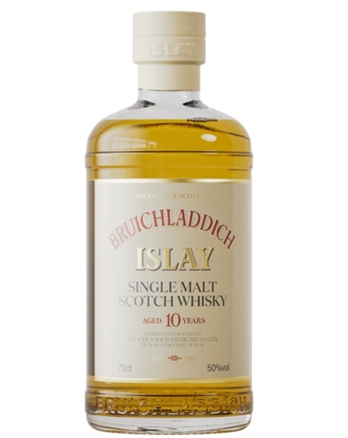 Bruichladdich Old Skool flaske med creme retro etiket og rød skrift