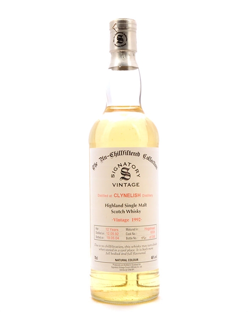 Clynelish 1992/2004 Signatory Vintage 12 år Single Highland Malt Scotch Whisky 46%
