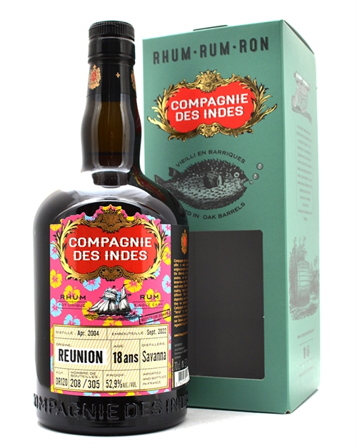Compagnie des Indes Savanna 2004/2022 Reunion 18 år Fransk Rom 70 cl 52,9%