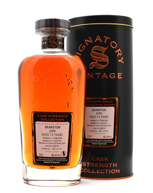 Deanston 2008/2022 Signatory Vintage 13 år Highland Single Malt Scotch Whisky 70 cl 66,8%