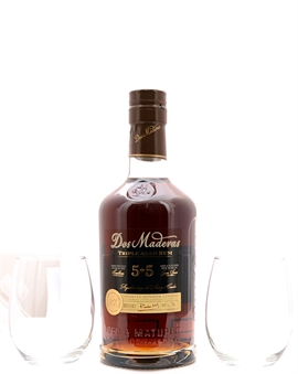 Dos Maderas Gavesæt m. 2 glas Caribbean Ron Añejo 5+5 år Rom 70 cl 40%