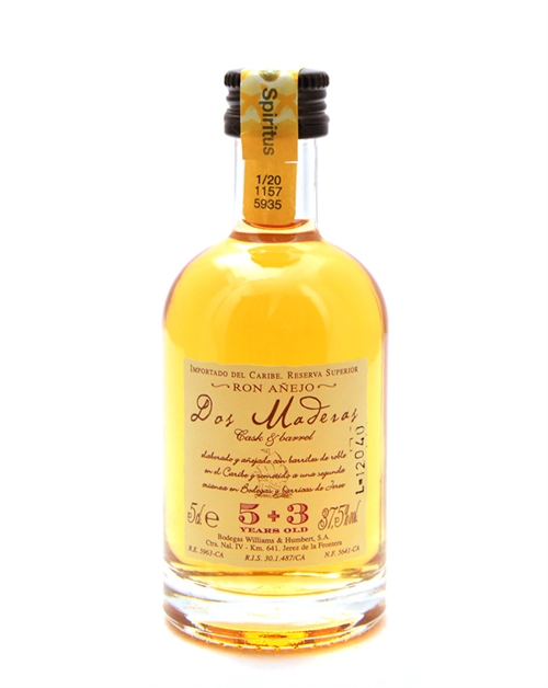 Dos Maderas Miniature 5+3 år Caribbean Ron Añejo Rom 5 cl 37,5%