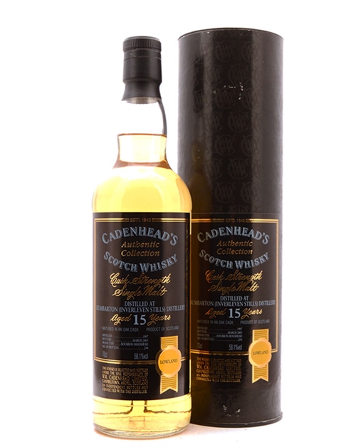 Dumbarton 1987/2003 Cadenheads 15 år Authentic Collection Single Lowland Malt Scotch Whisky 70 cl 58,1%
