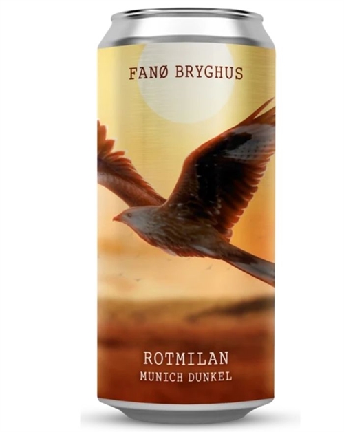 Fanø Bryghus Rotmilan dåse med rød glente i flugt foran orange solnedgang