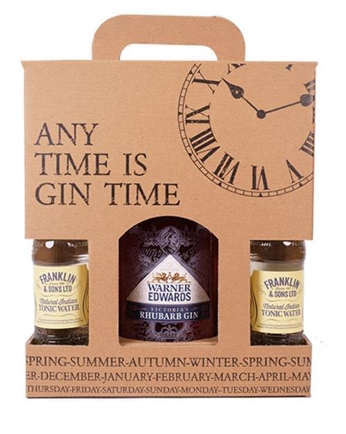 Gin Time Gaveæske inkl. Warner\'s Rhubarb Gin & 4 x Indian Tonic 