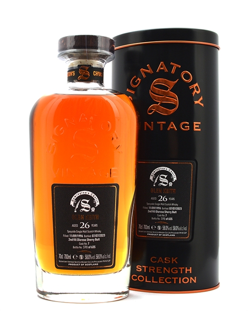 Glen Keith 1996/2023 Signatory Vintage 26 år Speyside Single Malt Scotch Whisky 70 cl 58%