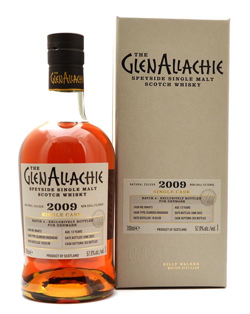 GlenAllachie 2009 Batch 4 Denmark Cask 13 år Single Speyside Malt Scotch Whisky 70 cl 57,9%