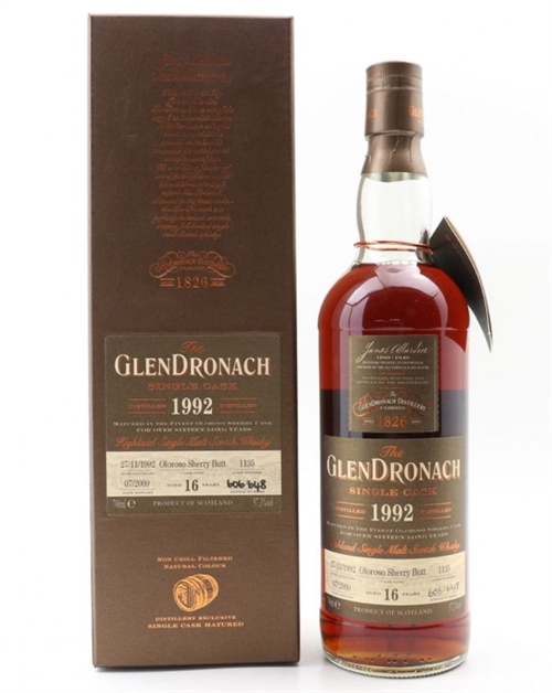 Glendronach 1992 Single Cask 16 år Oloroso Sherry Butt Single Highland Malt Whisky 57,3%