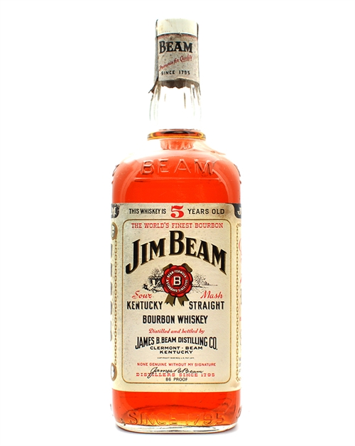 Jim Beam 5 år WHITE LABEL Old Version 6 Sour Mash Kentucky Straight Bourbon Whiskey 100 cl 40%