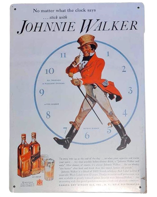 Retro Metalskilt hvid Johnnie Walker Whisky