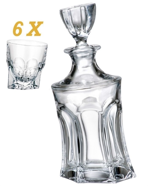 Krystal Karaffel Acapulco med 4 stk whiskyglas Bohemia