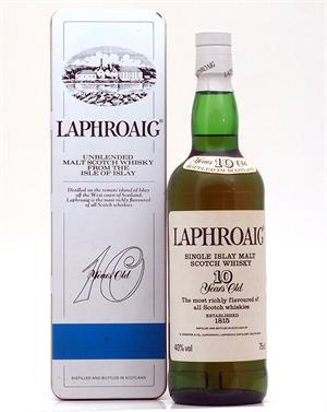 Laphroaig 10 year old Pre Royal Warrent 70cl Unblended Tin Box Single Islay Malt Whisky 40%