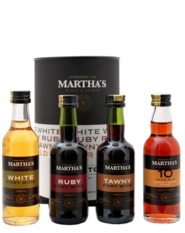 Marthas Miniaturesæt Ruby, Tawny, White og 10 år Portvin 4x5 cl 19,5-20%