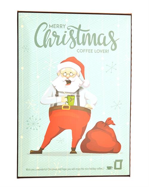 Merry Christmas Coffee Lover Santa with Coffee Postkort