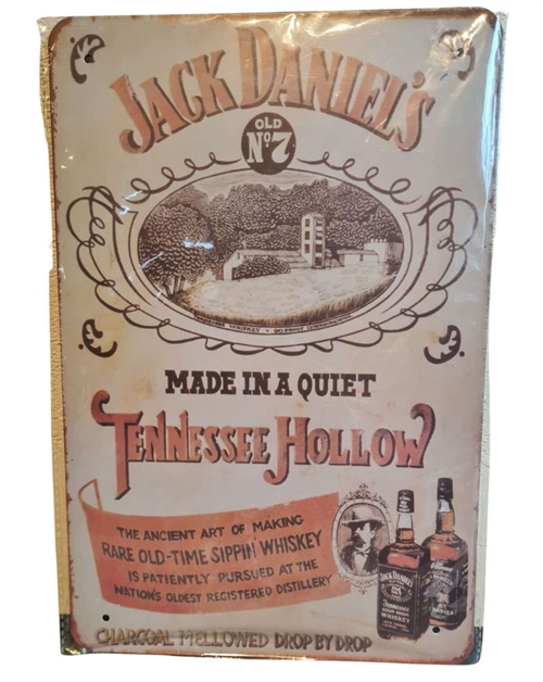 Retro Metalskilt - Jack Daniels Made in a quiet Tennessee Hollow