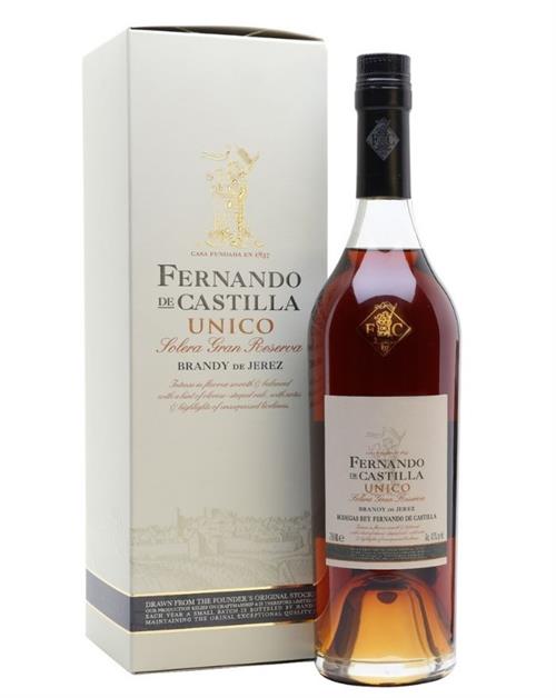 Rey Fernando Unico Solera Gran Reserva Brandy 7indeholder 70 centiliter med 40 procent alkohold