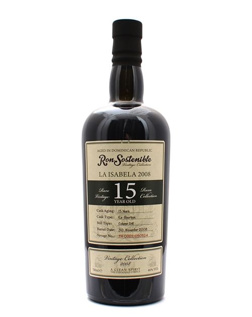 Ron Sostenible 15 år La Isabella Vintage Collection 2008 Dominikanske Republik Rom 70 cl 46%