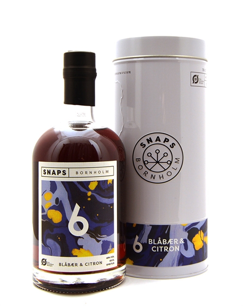 Snaps Bornholm Økologisk No 6 Blåbær og Citron Dansk Akvavit 50 cl 40%
