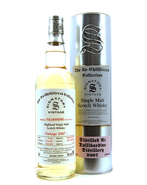 Tullibardine 2007/2018 Signatory Vintage 10 år Single Highland Malt Scotch Whisky 70 cl 46%