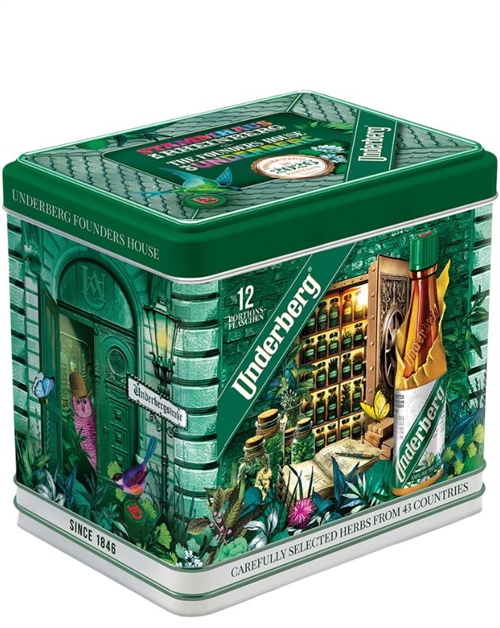 Underberg Miniature 1846 Stammhaus in Rheinberg Metalæske Germany Bitter 12x2 cl 44%
