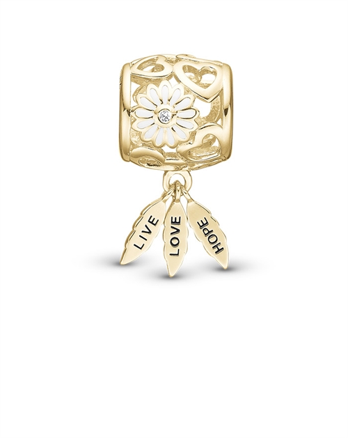Underberg Charm som Forgyldt "Live, Love, Hope"