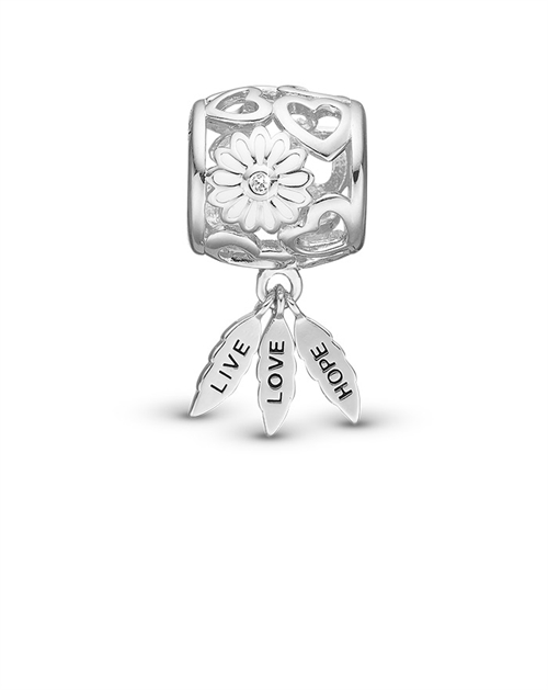 Underberg Charm i Sølv "Liv, Love, Hope"