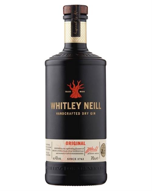 Whitley Neill Gin Handcrafted Dry Gin fra England indeholder 70 centiliter med 43 procent alkohol
