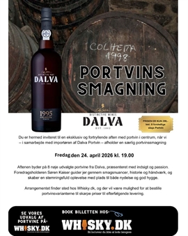 Portvins smagning Dalva Portvin Fredag d. 24. april 2026 kl.19.00 MEDBRING ORDREKOPI