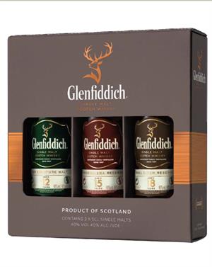Glenfiddich Miniature Gavesæt 12+15+18 år Single Malt Scotch Whisky 3x5 cl 40%