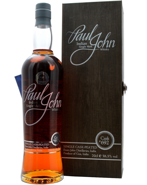 Paul John Peated Single Cask 692 Indisk Single Malt Whisky Indien 58,5%