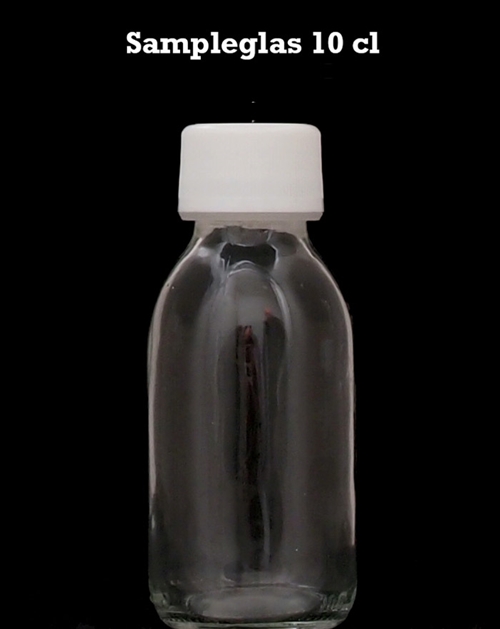 Sampleglas 10 cl med hvidt låg