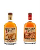 Templeton Rye Signature Reserve 4 år + 6 år Prohibition Era Recipe Whiskey 40% + 45,75%